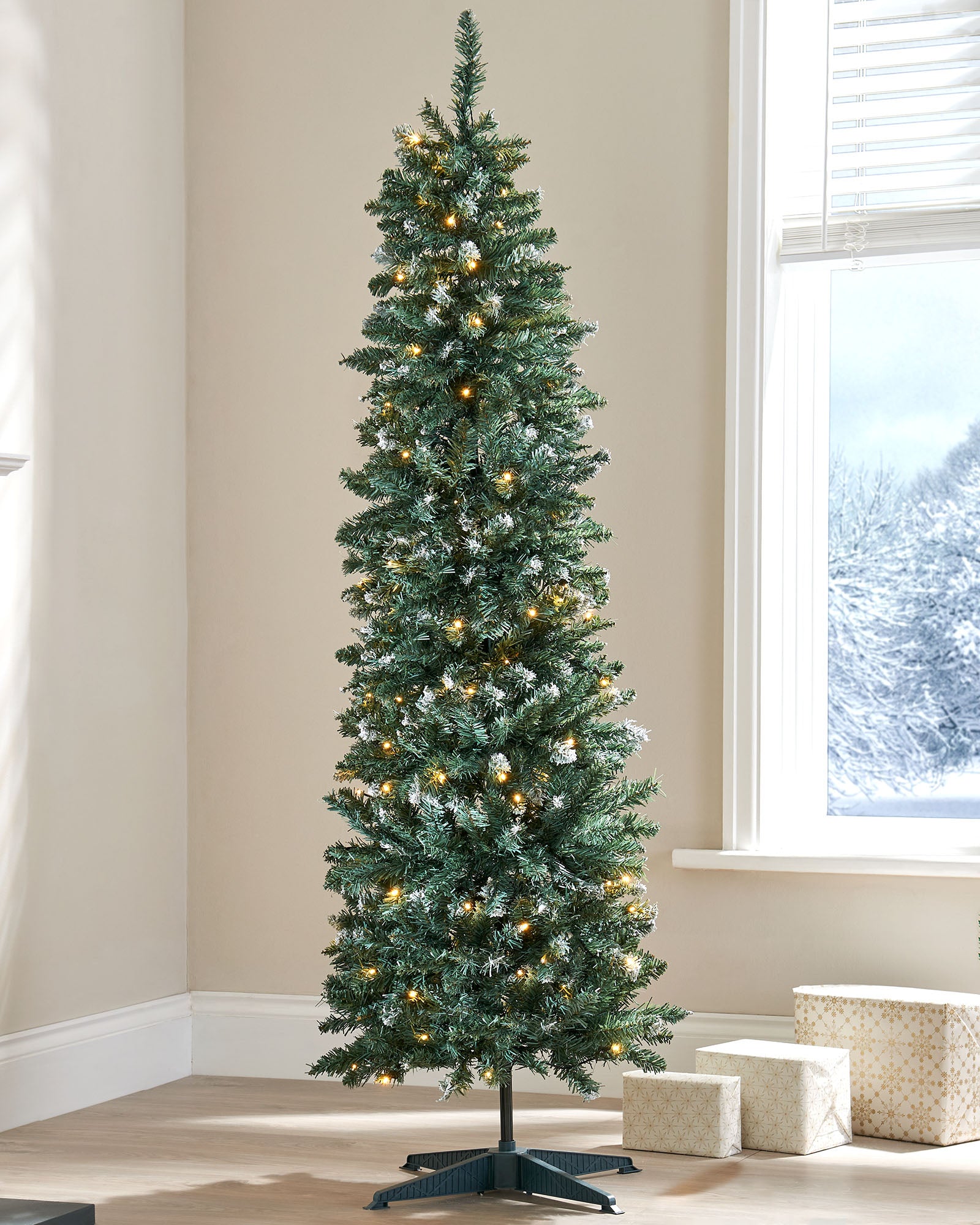 Prop Up Tree Pre-Lit Pop-Up Frosted Christmas Tree, 6 ft